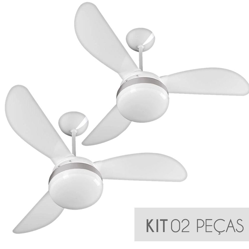 Kit Ventilador de Teto Ventisol Fênix Branco / Silver, 3 Velocidades, CV3 - 127v - 02 Unidades