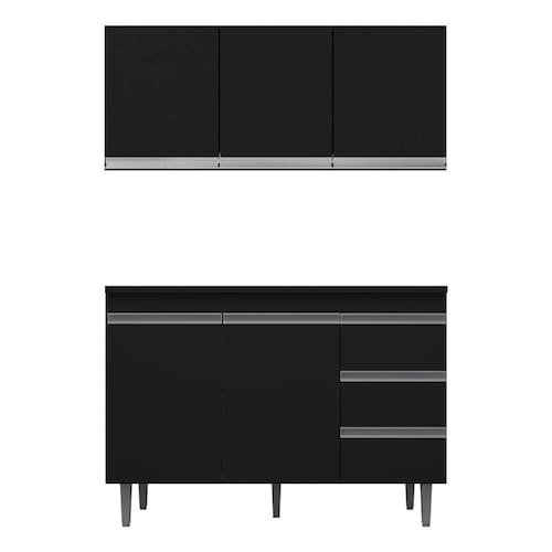 Balc o Gabinete 120cm Com A reo 3 Portas Tampo 120cm Andr ia Preto 