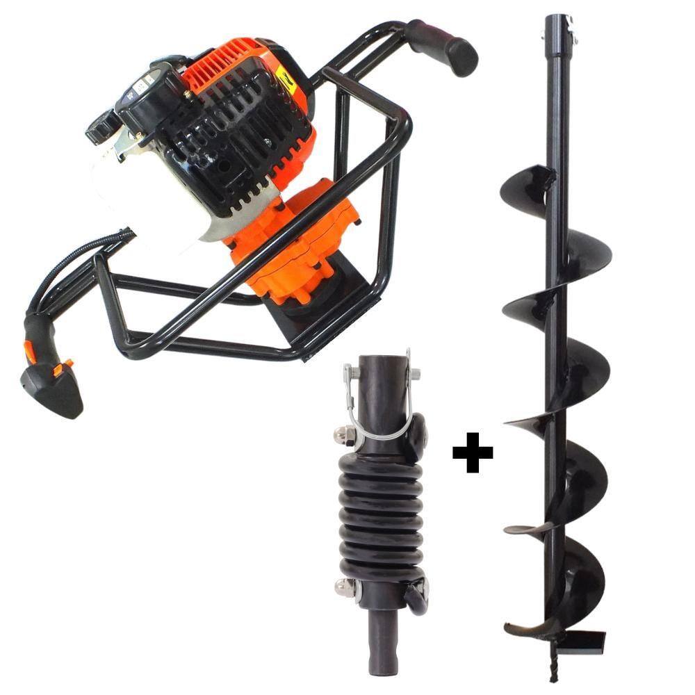 Perfurador de Solo Profissional Vulcan VPS520 á Gasolina 2T 52cc 2,5hp Robusto e Econômico Com Broca 80x12cm Pino Trava + Amortecedor Para Broca