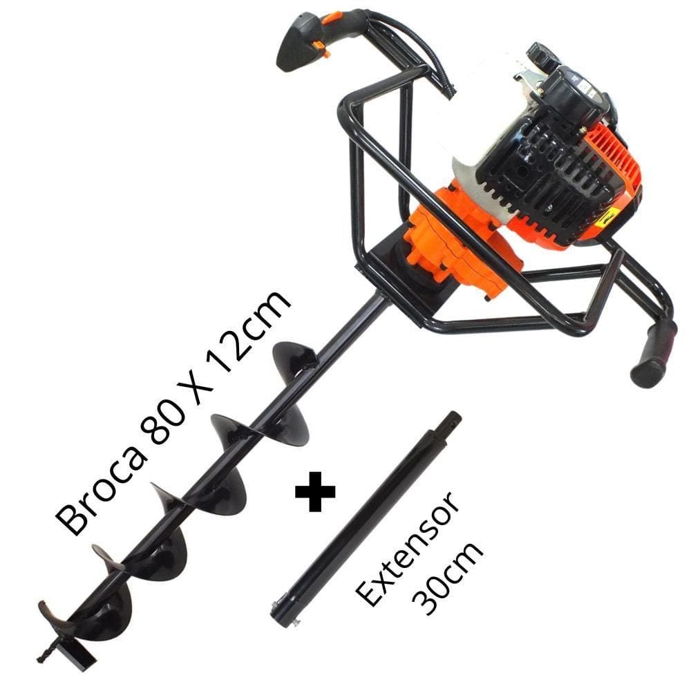 Perfurador de Solo Profissional Para Todos Tipos de Solo VPS520 Vulcan 2T 52cc 2,5hp á Gasolina Acompanha Broca 80x12cm Com Pino Trava + Extensor 30cm