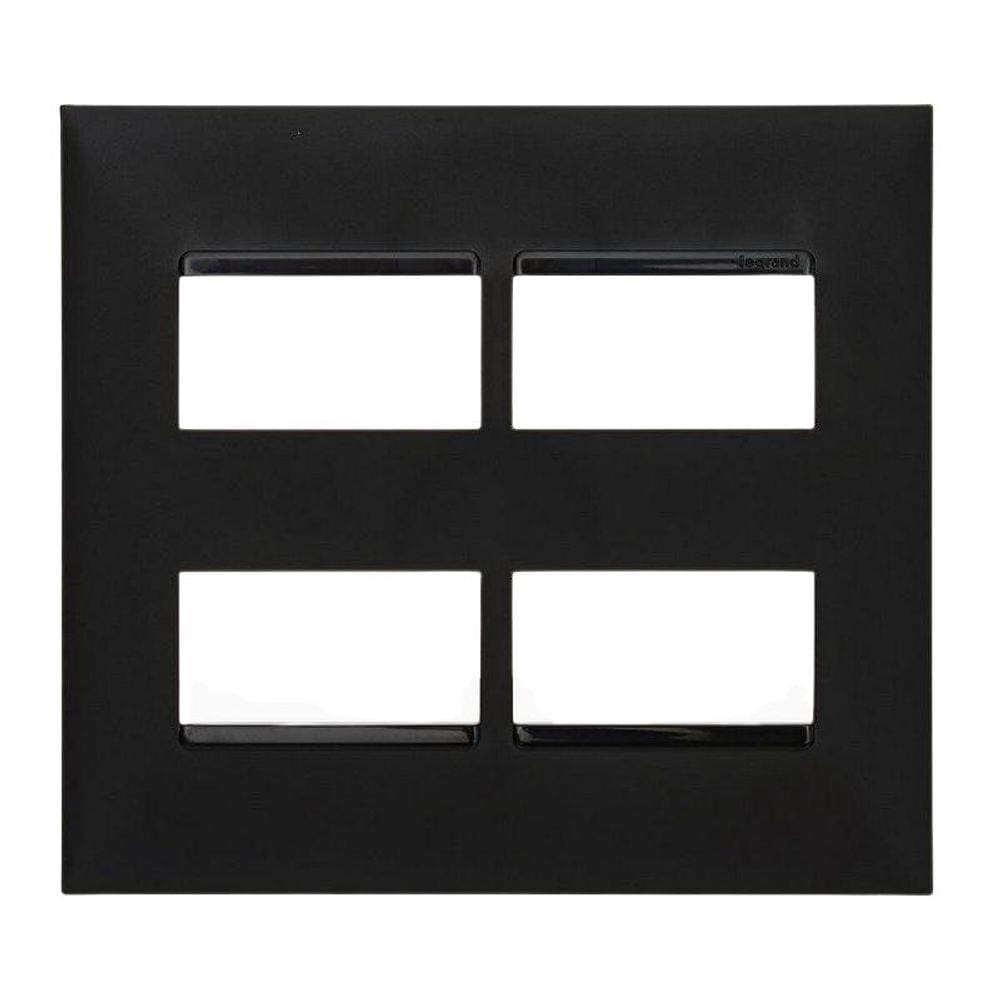 Placa 4X4 2+2 Postos Separados Preta Pial Plus+ Legrand