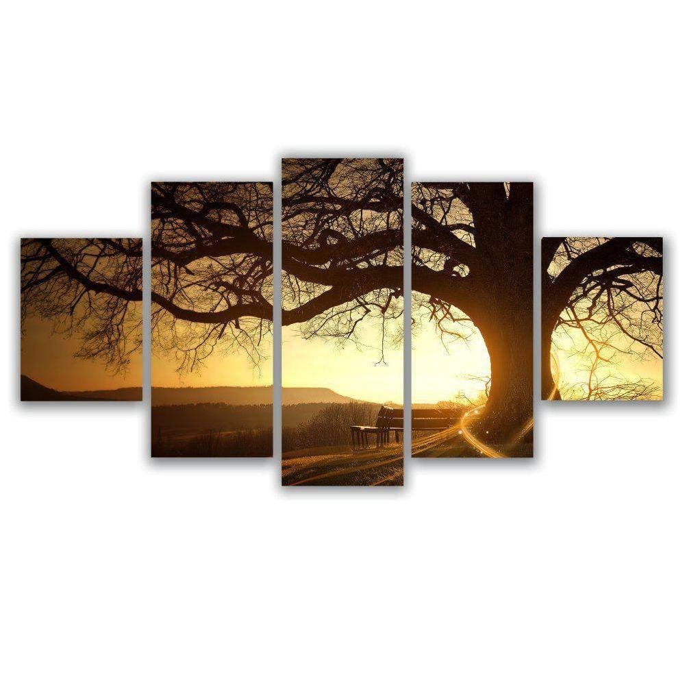 Quadros Decorativos Sala Árvore Da Vida Entardecer Sol
