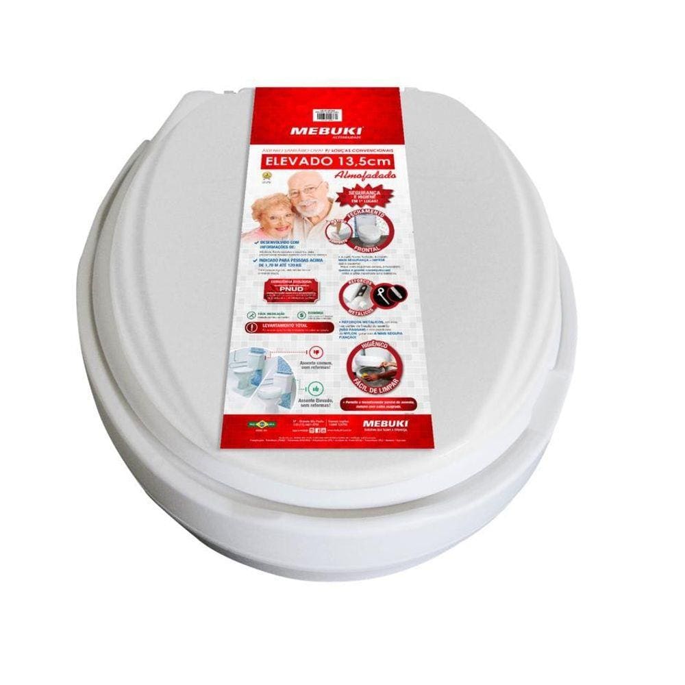 Assento Vaso Almofadado Elevado 13,5 Idosos Deficientes