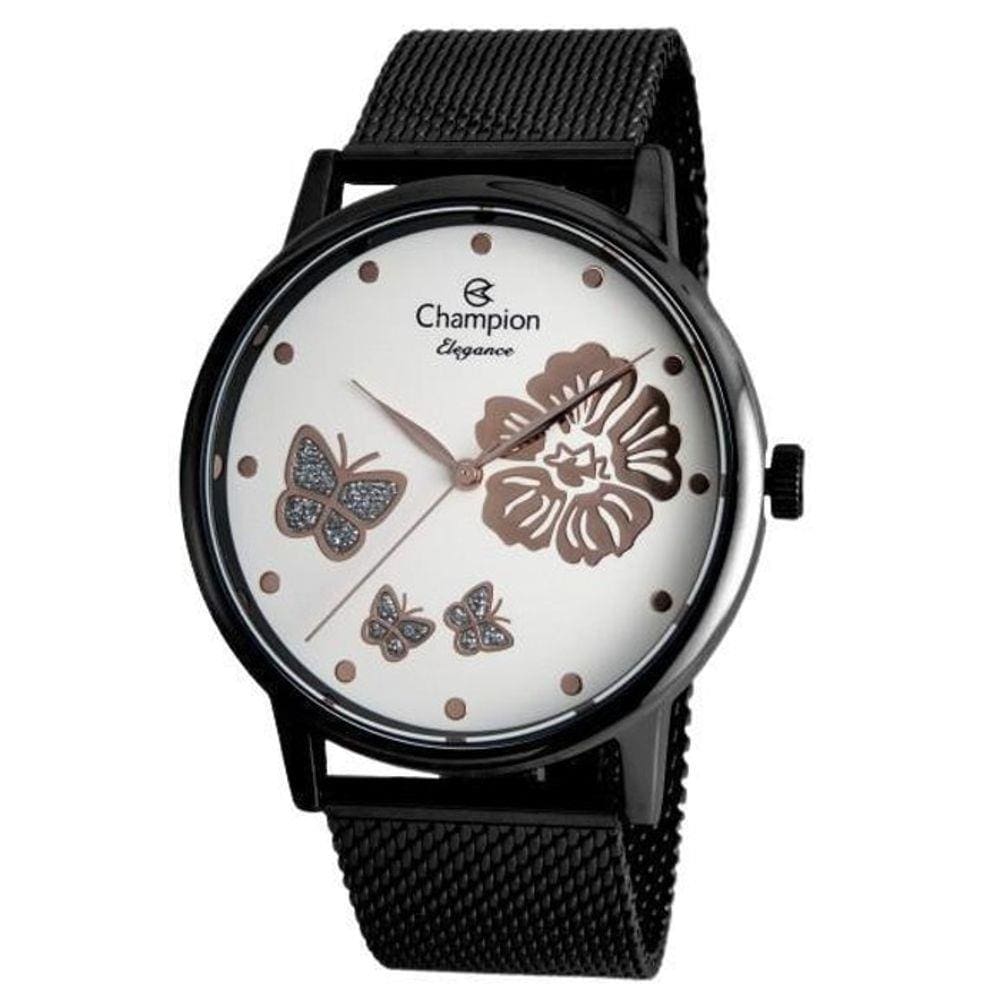 Relogio Feminino Champion Preto Elegance Cn20784M