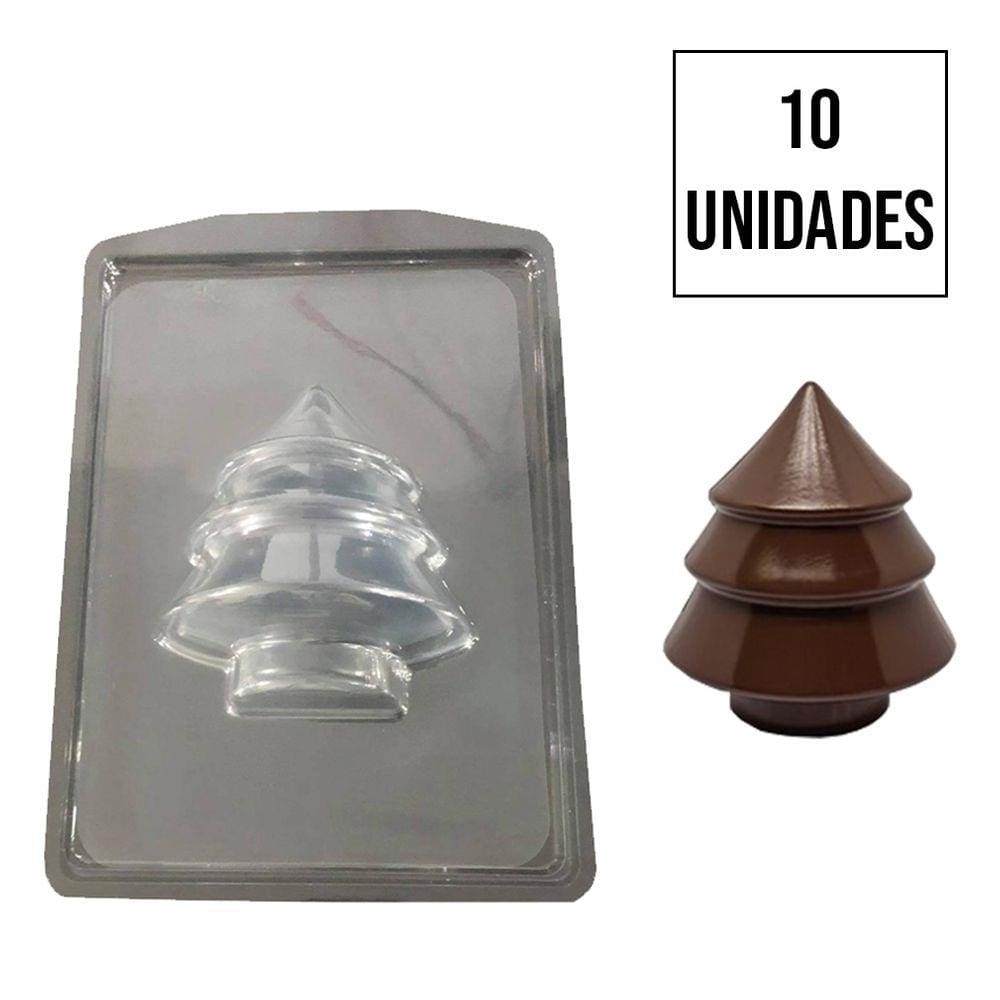 Forma de Silicone Árvore de Natal - 11cm x 9cm - 10 Unidades