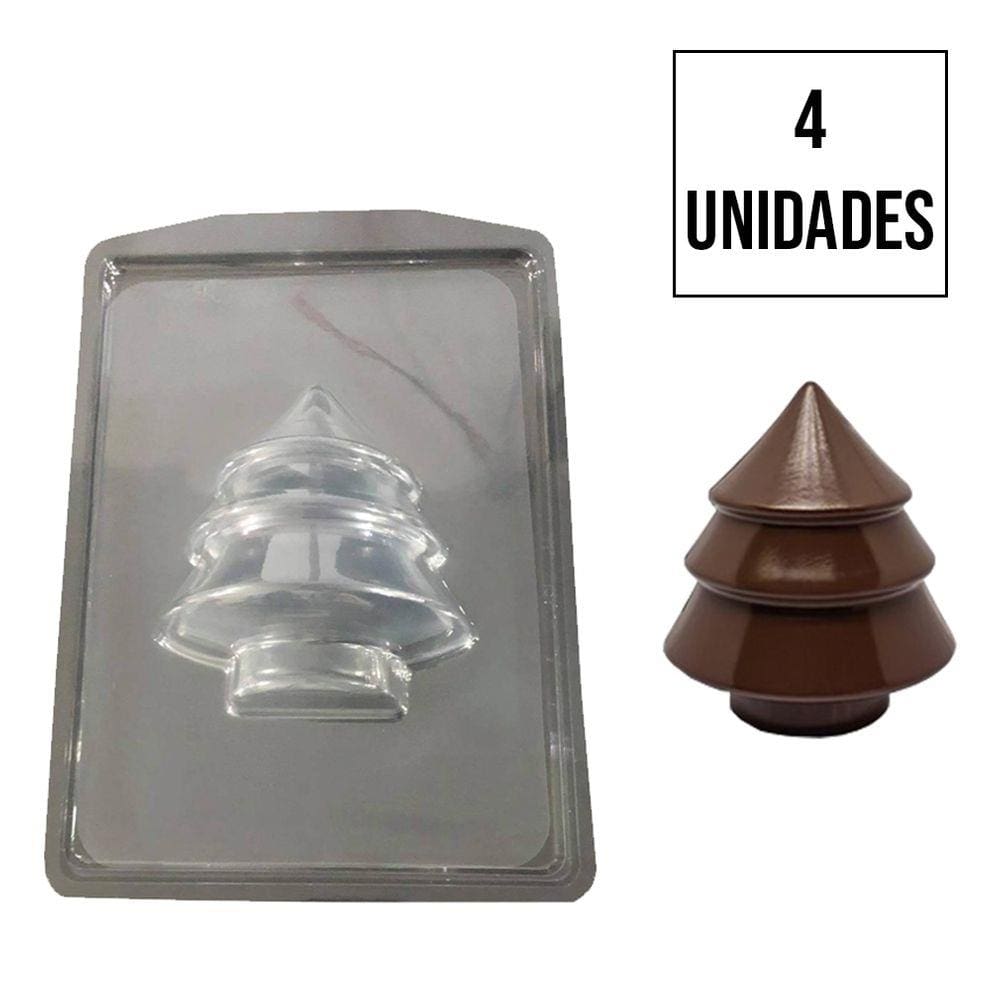 Forma de Silicone Árvore de Natal - 11cm x 9cm - 4 Unidades
