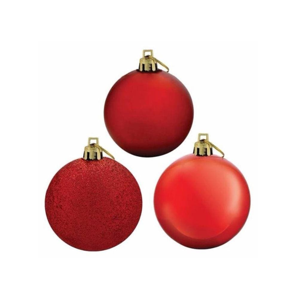 Bola de Natal Kit Vermelho Misto 7cm - 12 Und.
