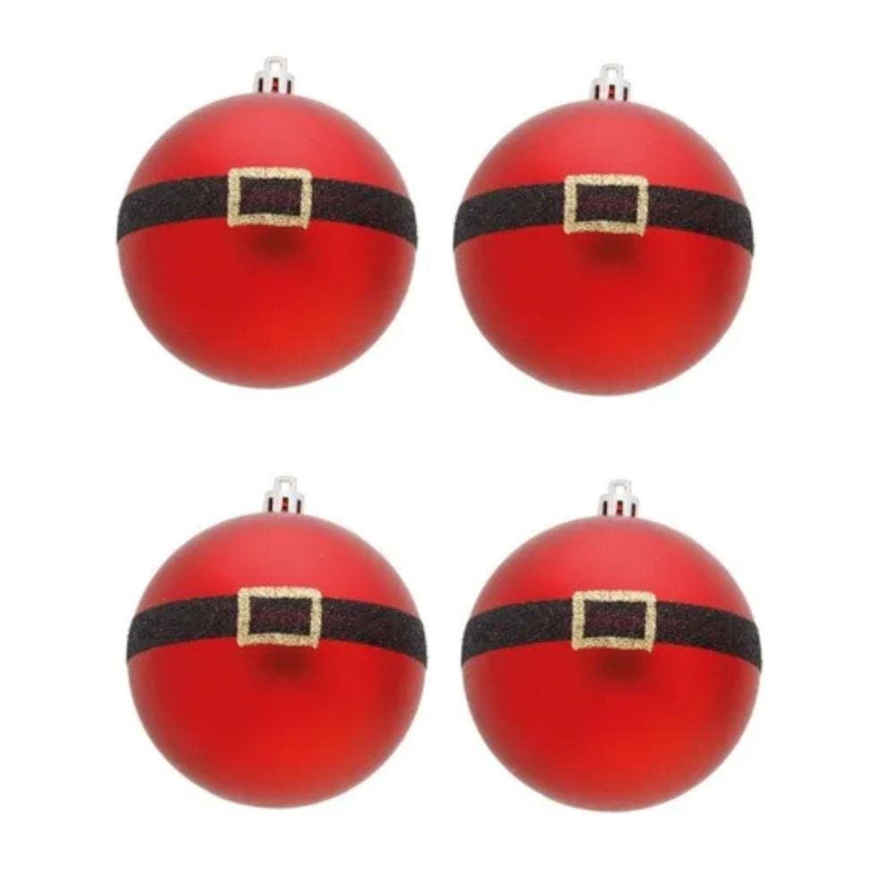 Bola de Natal Vermelha com Cinto 6cm - 9 Und.