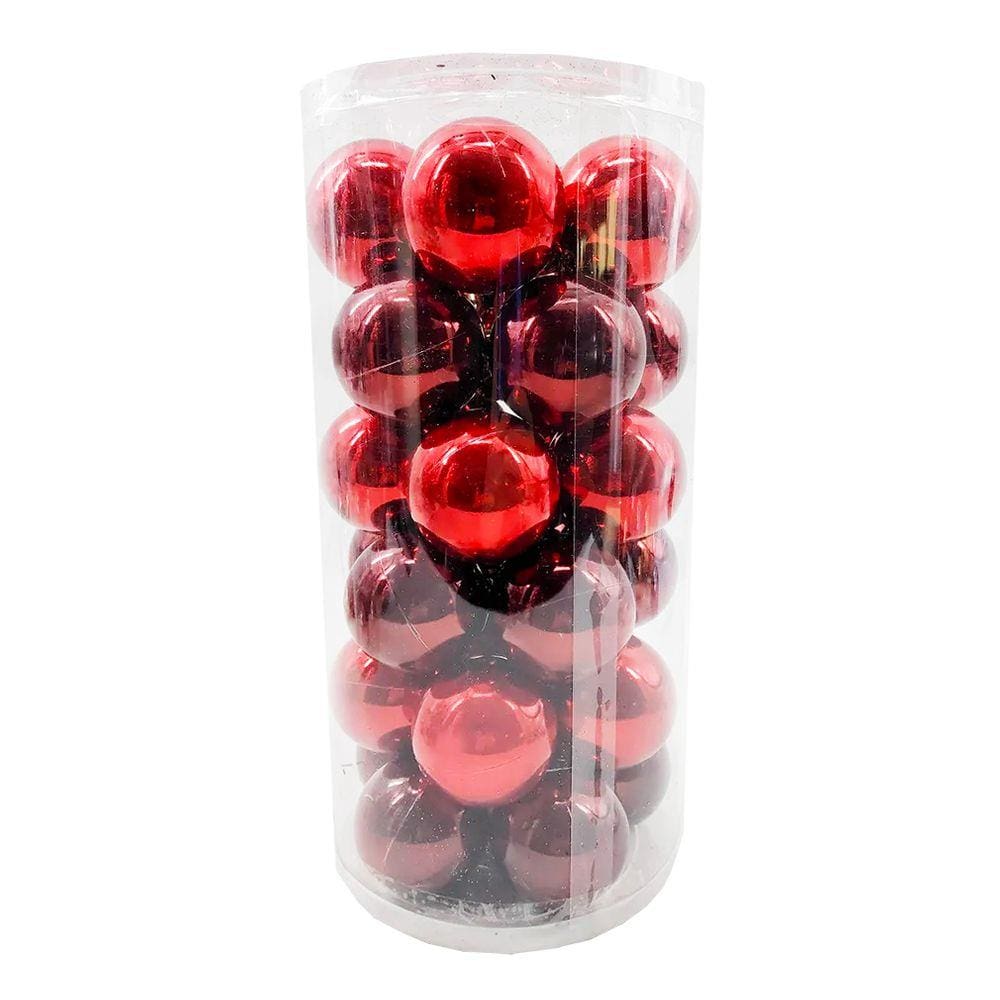 Bola de Natal Kit Misto Vermelho 6cm - 30 Unidades
