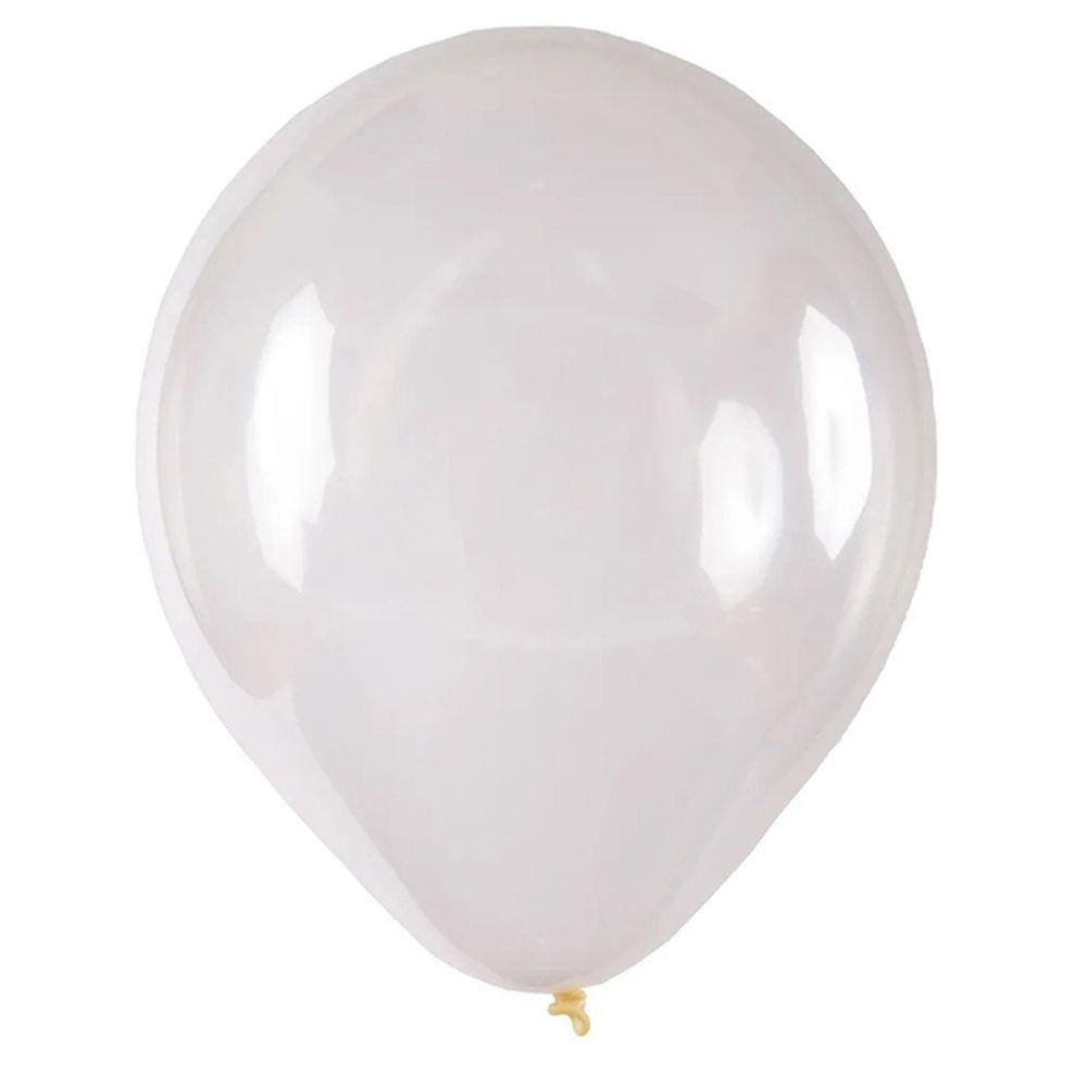 Balão de Látex Cristal Transparente - 9 Polegadas - 50 Unidades