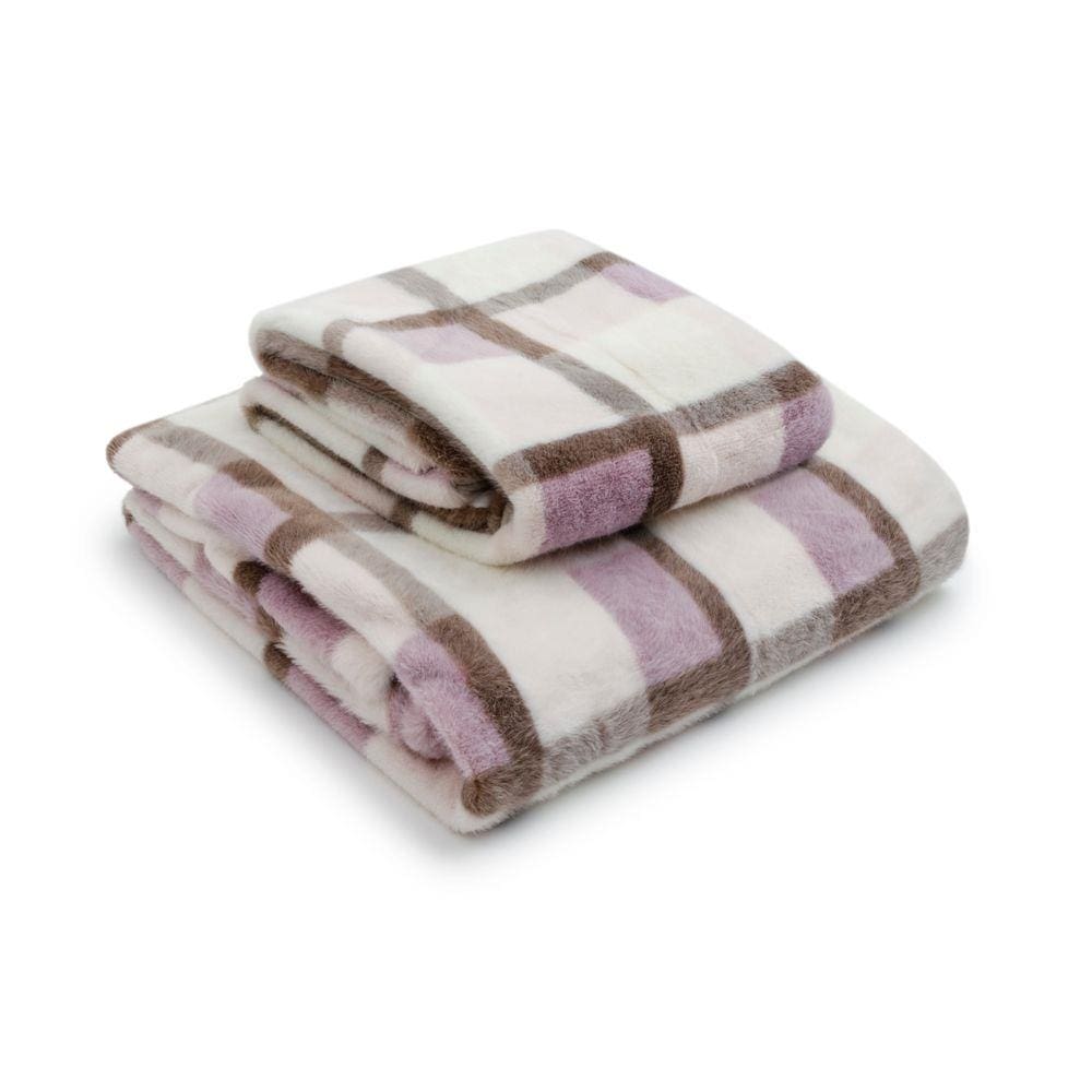 Manta Cobertor Prime Microfibra Macio Xadrez Rosa