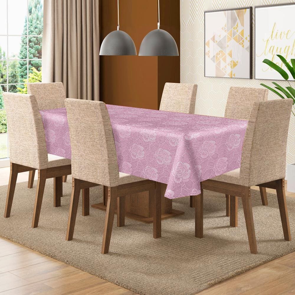 Toalha De Mesa De 6 Lugares Tecido Jacquard Retangular.