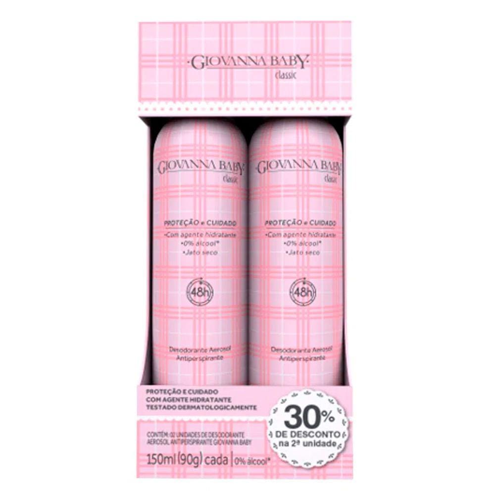 Kit Desodorante Aerosol Giovanna Baby Classic Com 2 Unidades