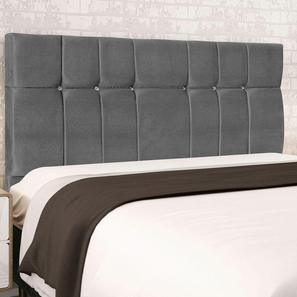 Cabeceira Casal Queen Jbe Opala 164cm Cinza Cama Box 158cm