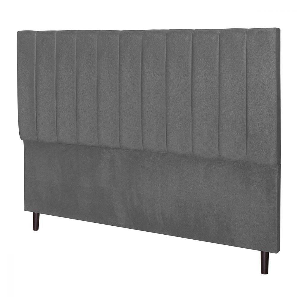 Cabeceira Casal Jbe Leblon Bege144cm Cama Box 138cm Cinza