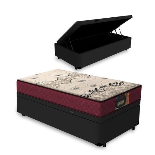 Cama Box com Baú Solteiro Preta + Colchão de Espuma D28 - Gazin - Confort Soft Liso 78x188x49cm Menor preço em Cama Box com Baú Solteiro Preta + Colchão de Espuma D28 - Gazin - Confort Soft Liso 78x188x49cm