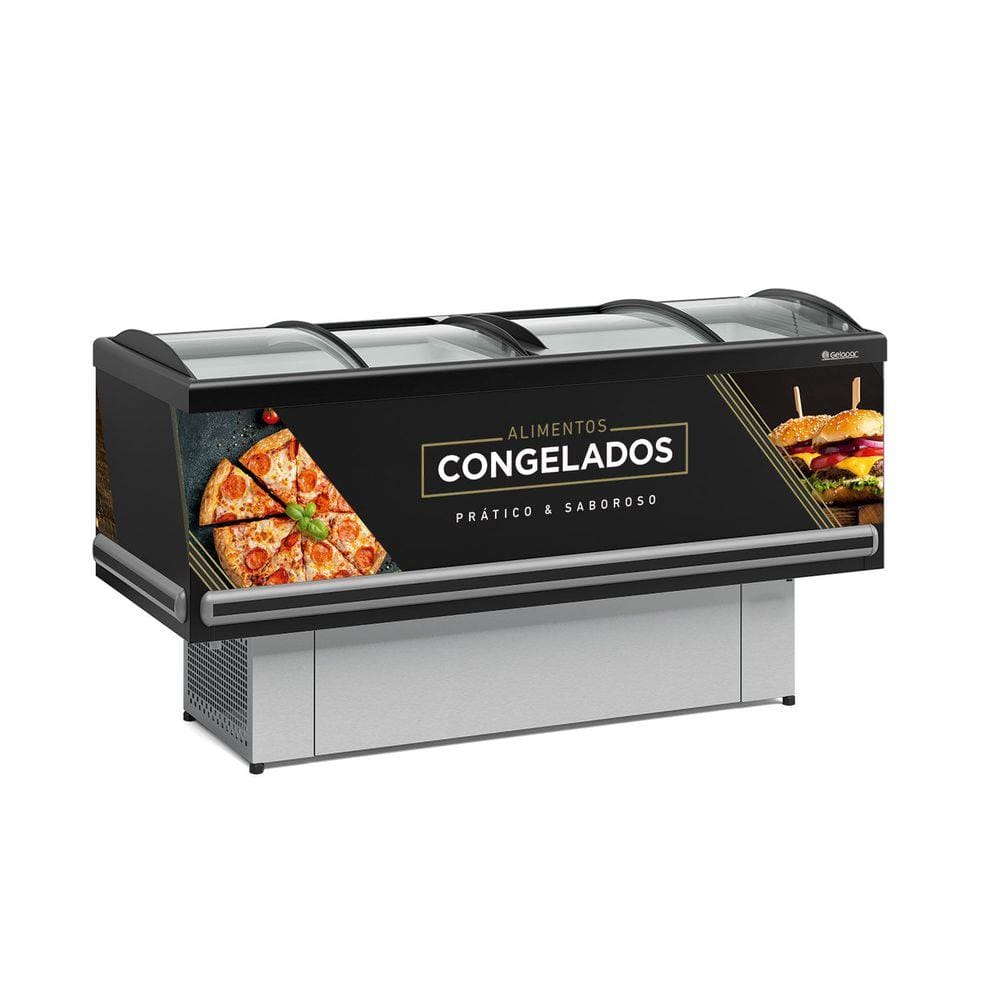 Ilha De Congelados Plus Gesv-190c Preto Vidro Curvo 220V - Gelopar