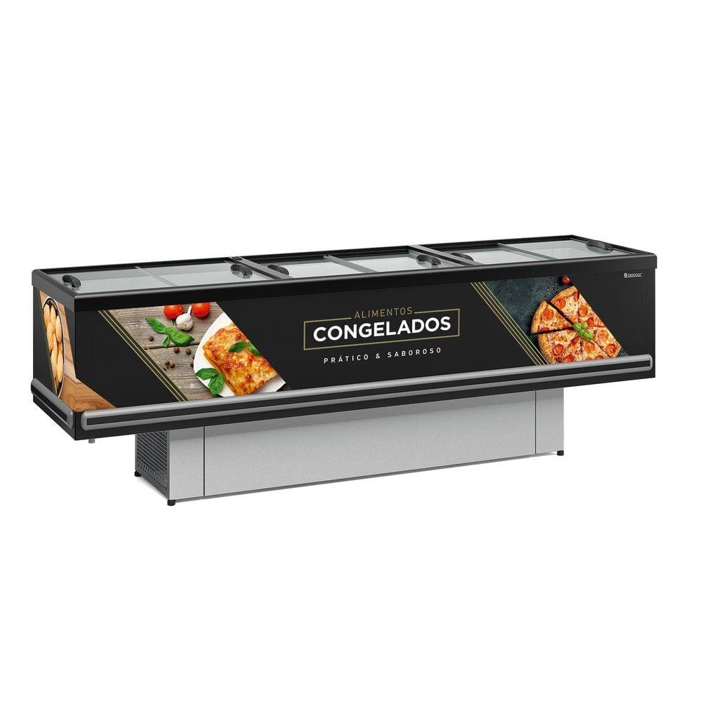 Ilha De Congelados Standard Gesv-290r Preta Vidro Reto 220V - Gelopar