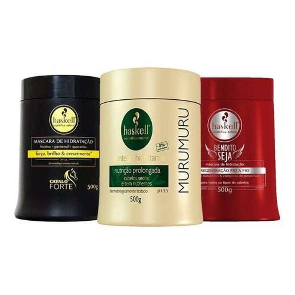 Kit Cronograma Capilar Haskell Cabelos Danificados Crescimento,Regeneração,Reconstrução,Nutrição profunda
