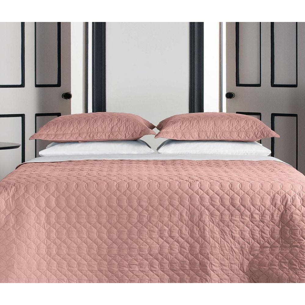 Kit Colcha Queen 180 Fios 100% Algodão Matelado Rosa