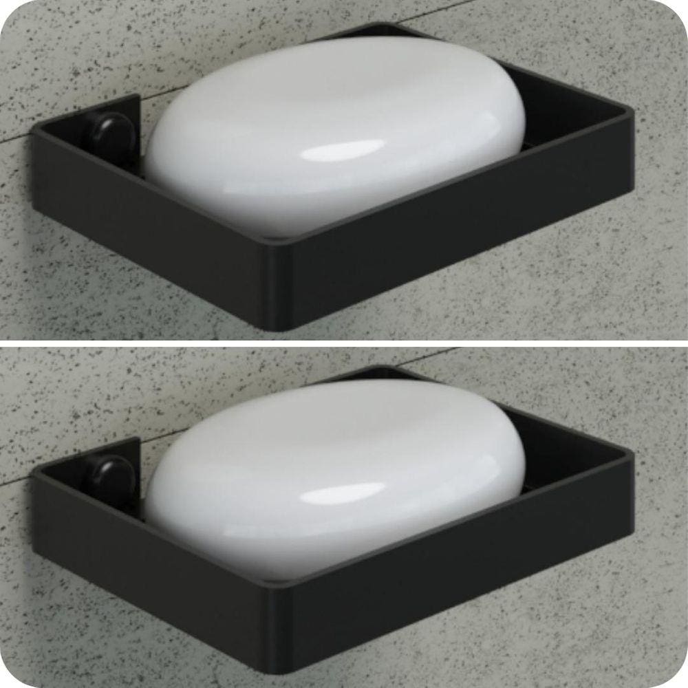 Kit 2 Porta Sabonete Para Banheiro de Parede Preto Plus