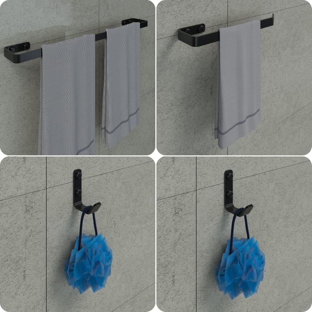 Kit Acessórios Para Banheiro Preto Fosco 4 Peças Plus