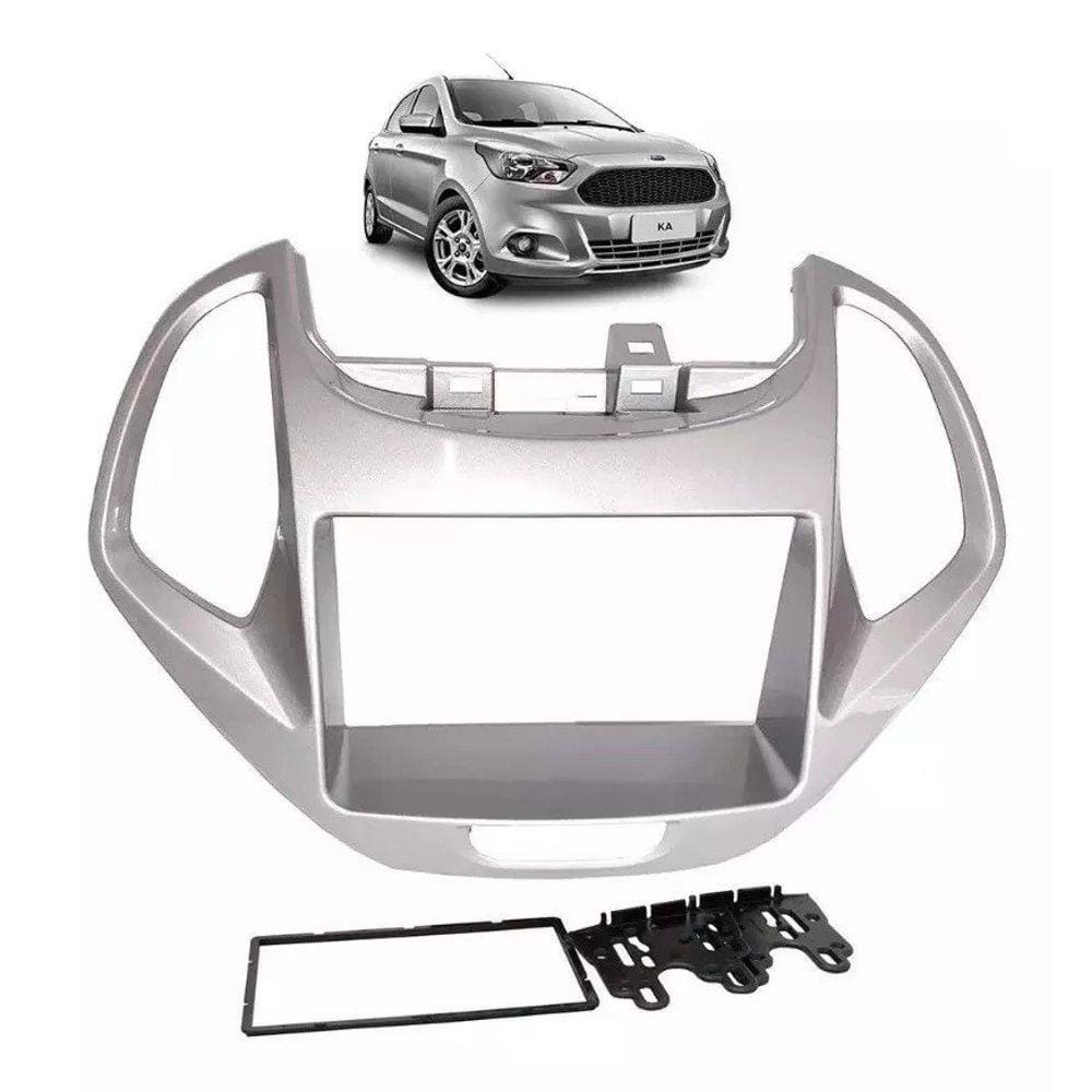 Moldura 2 Din Ford Ka / Ka+ 2018 2019 - Prata
