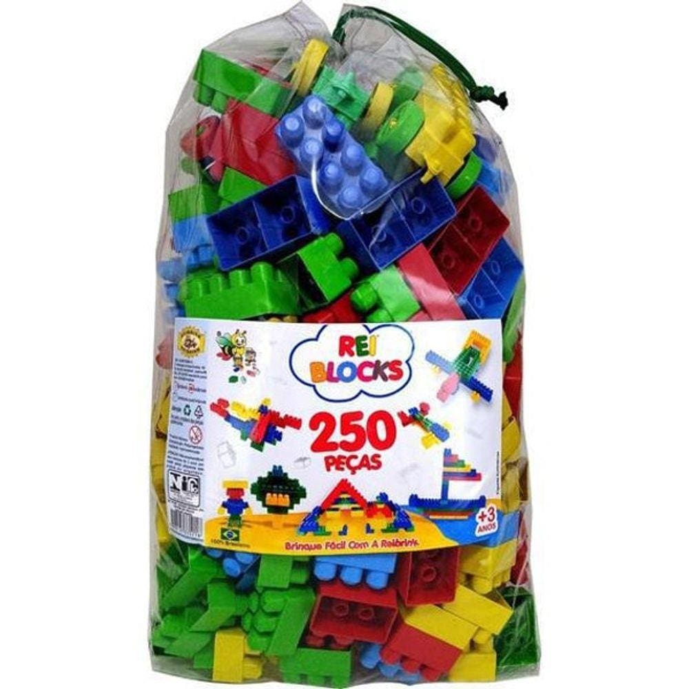 Blocos De Montar 250 Peças Blocos Educativos Reiblocks