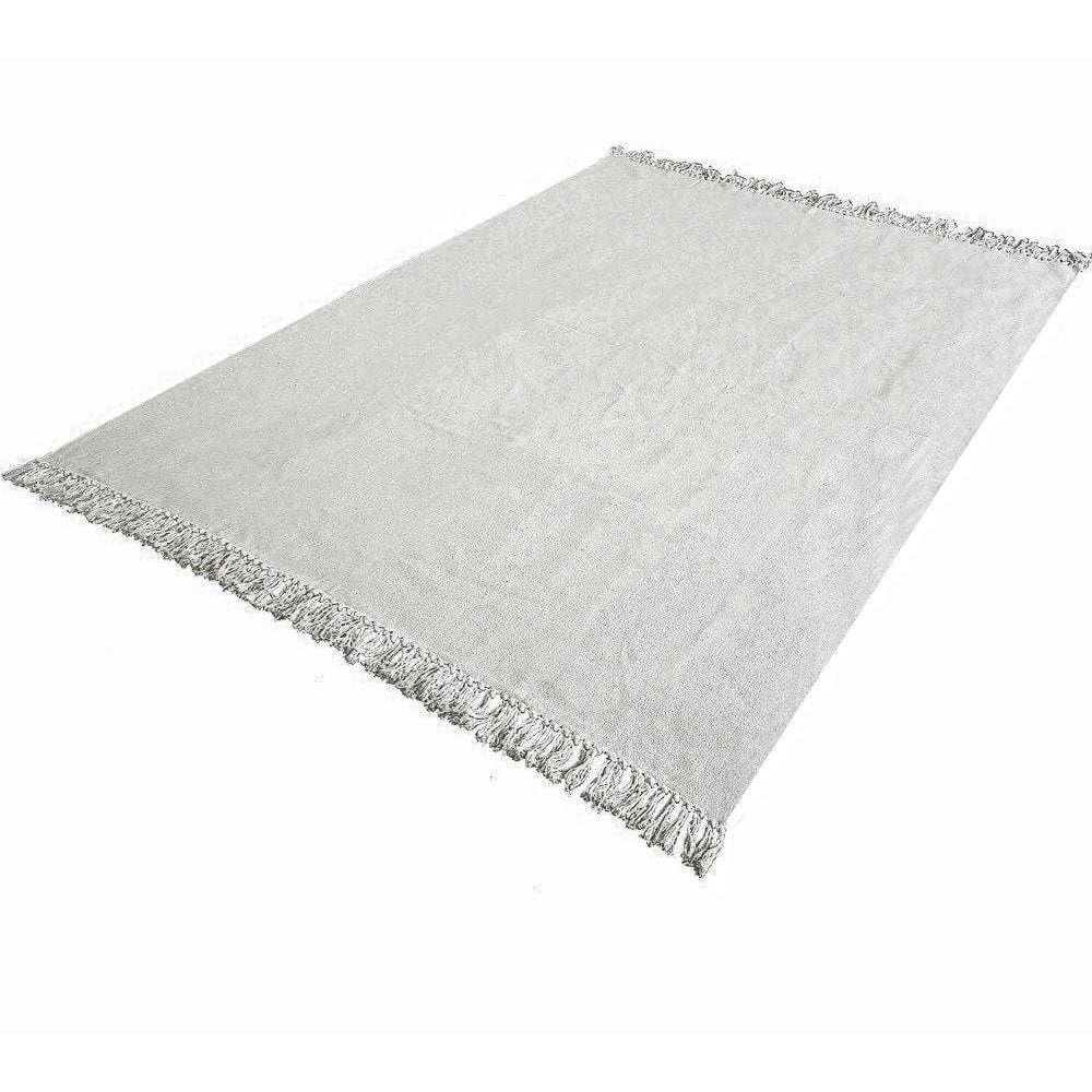 Tapete Cinza 2,00 X 1,50 Sala Quarto Artesanal Algodão Liso