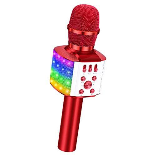 Microfone De Karaok Bluetooth Sem Fio OK Com Luzes LED Control veis 4 