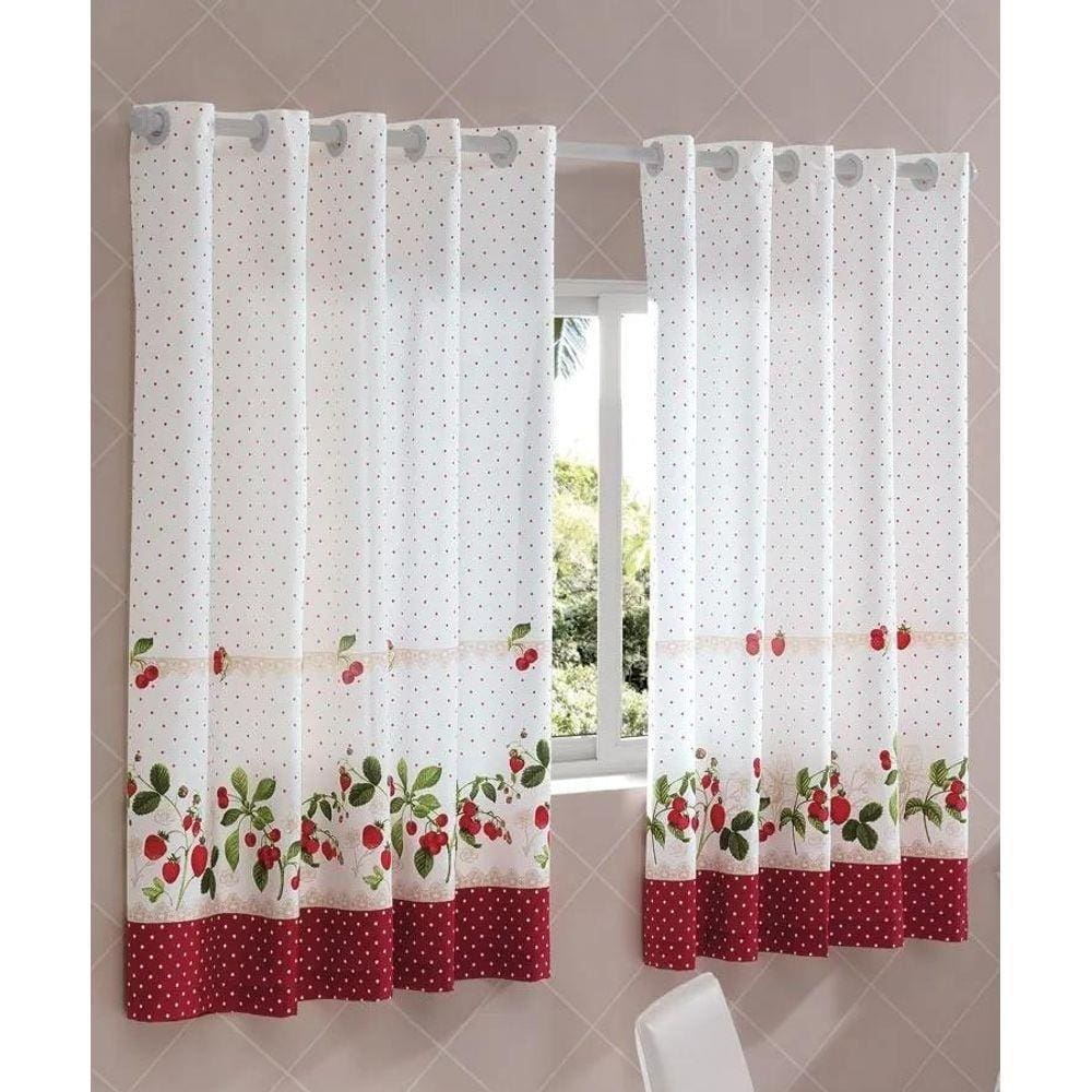 Cortina Cozinha Clean Athenas 2,00X1,20M Vermelho Iolanda