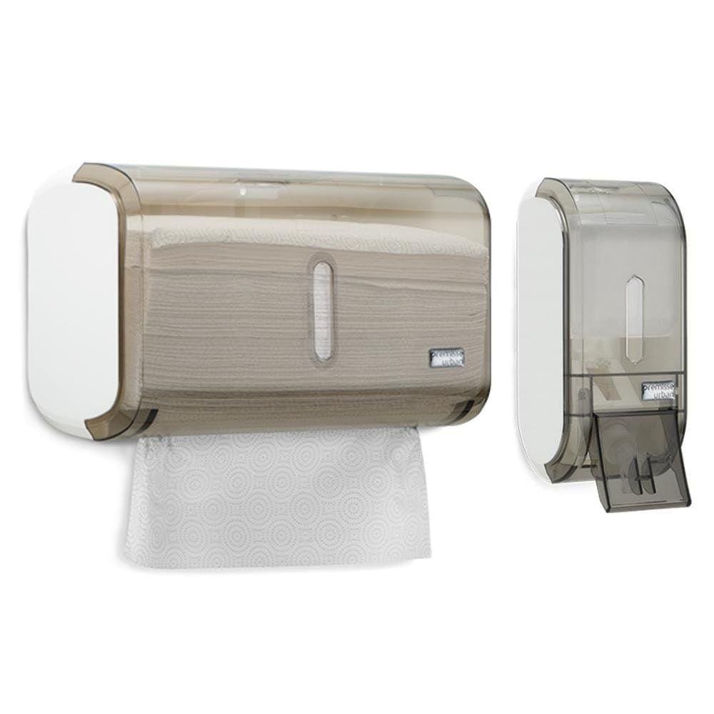 Toalheiro + Saboneteira Compactos Fume