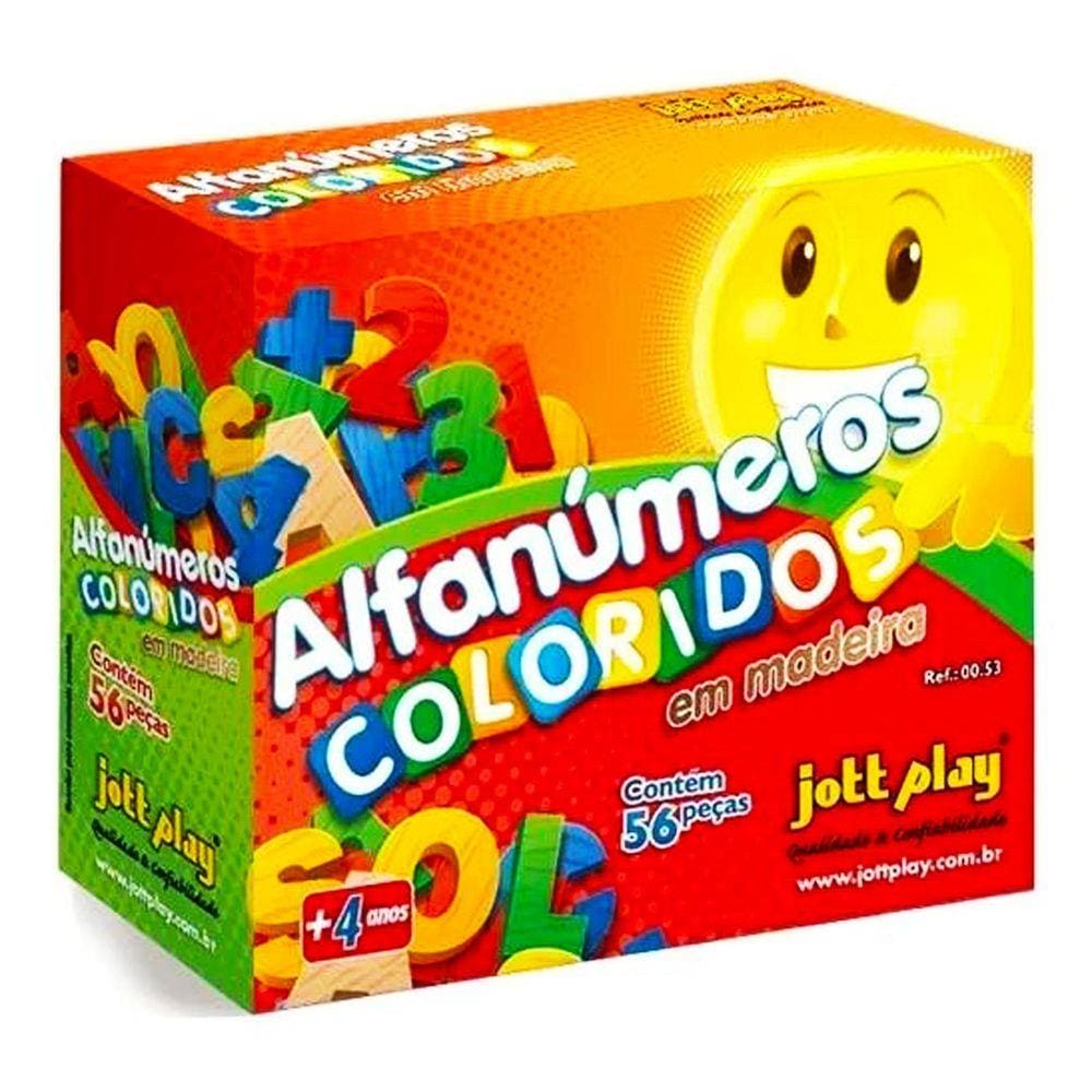 Alfanúmeros Coloridos Em Madeira  Brinquedo Educativo