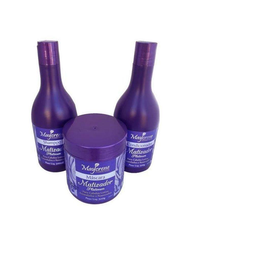 Kit Matizador Maycrene Shampoo + Condicionador+ Máscara