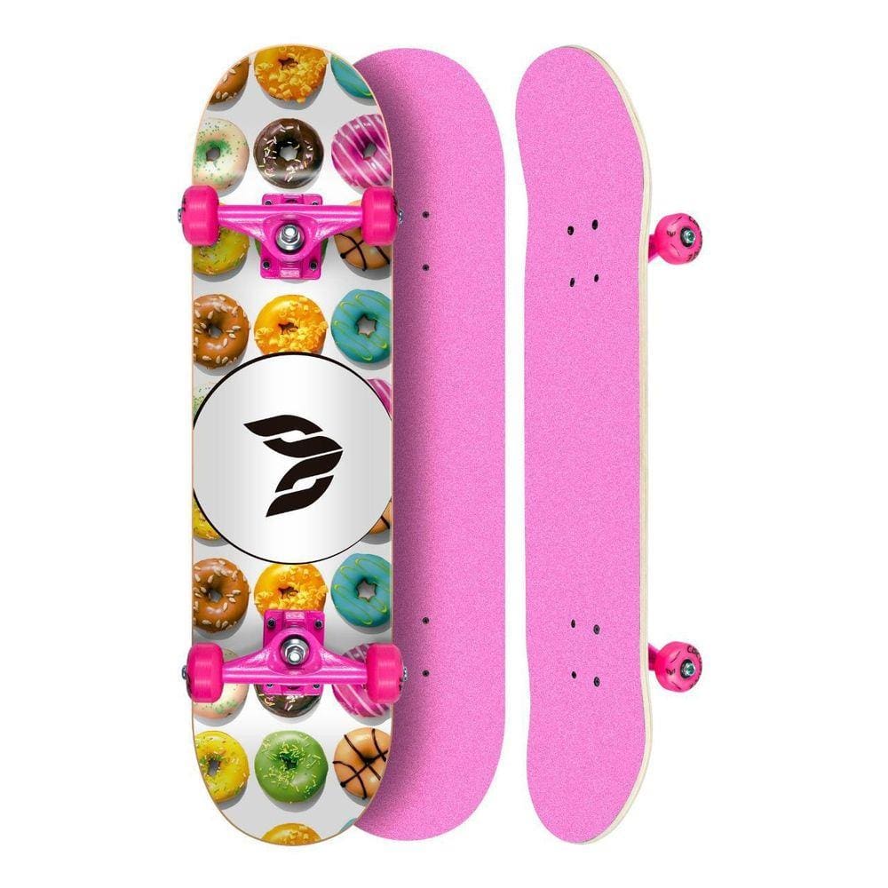 Skate Montado Profissional Cisco Feminino Dunuts Truck/Roda/Lixa Rosa 8