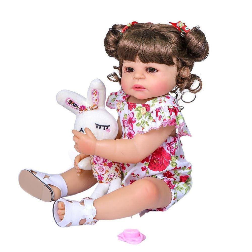 Boneca Bebe Reborn Yasmin Graziela Marrom Bichinhos Cegonha Reborn Dolls  Mais 24 Acessórios 48cm - Chic Outlet - Economize com estilo!