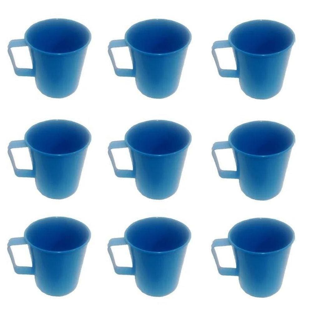 Caneca Plástica Azul Para Merenda Escolar 300 Ml - 25 Pçs