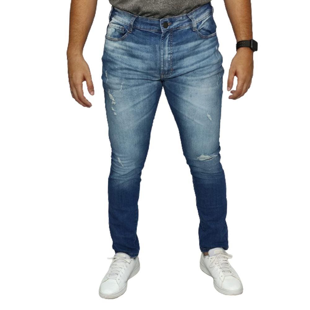 Calça Jeans Skinny Masculina Com Rasgos