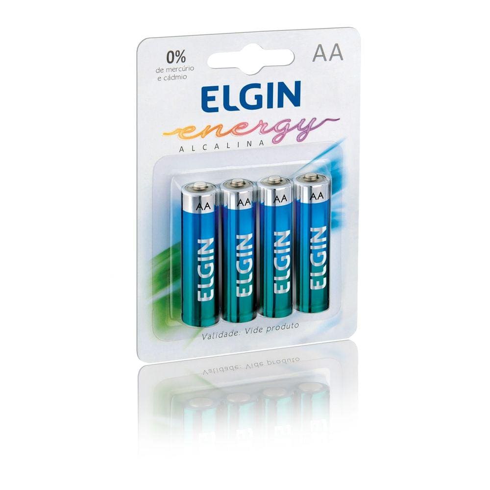 Blister com 4 pilhas alcalinas AA - ELGIN LR6
