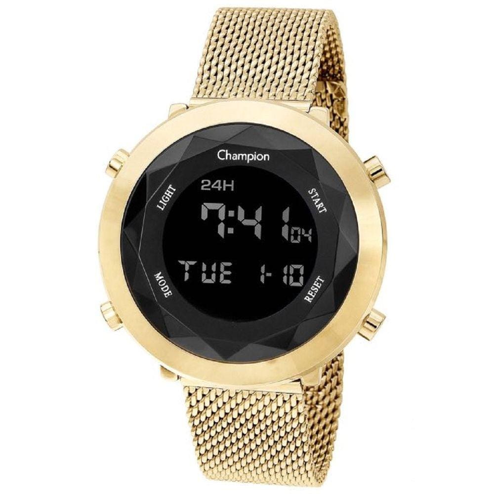 Relógio Champion Feminino Digital Ch48028U Dourado Negativo