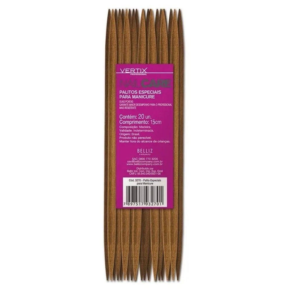 Palitos Especiais Para Manicure 15cm 2 Pontas Vertix