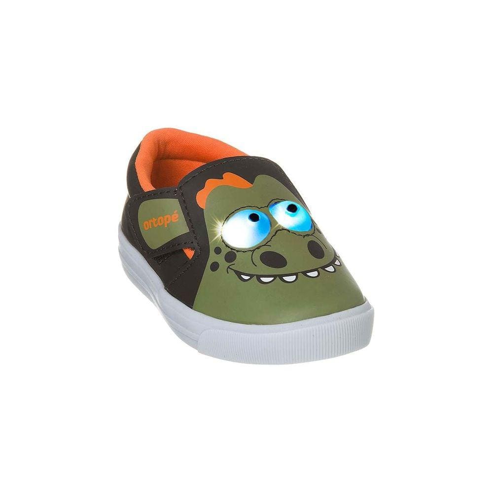 Tênis Led Infantil Masculino Ortopé Monstrinhos Booh Yagooh Preto e Verde