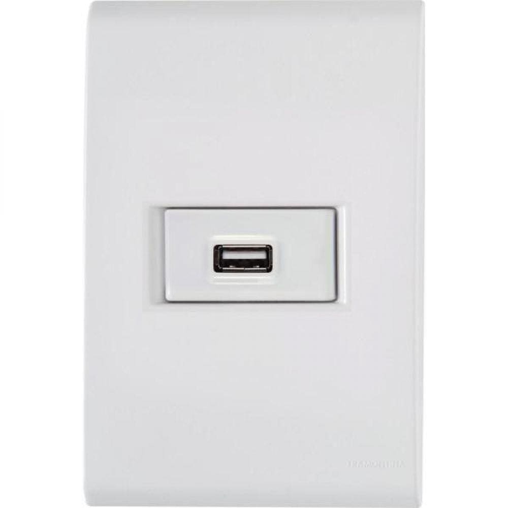 Conj 4x2 1 Tomada Usb 1,5 A Bivolt Tramontina Liz Branco