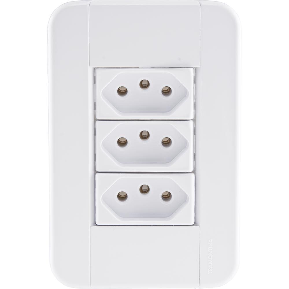 Conj 4x2 3 Tomadas 2p+t 10 A 250 V Tramontina Tablet Branco
