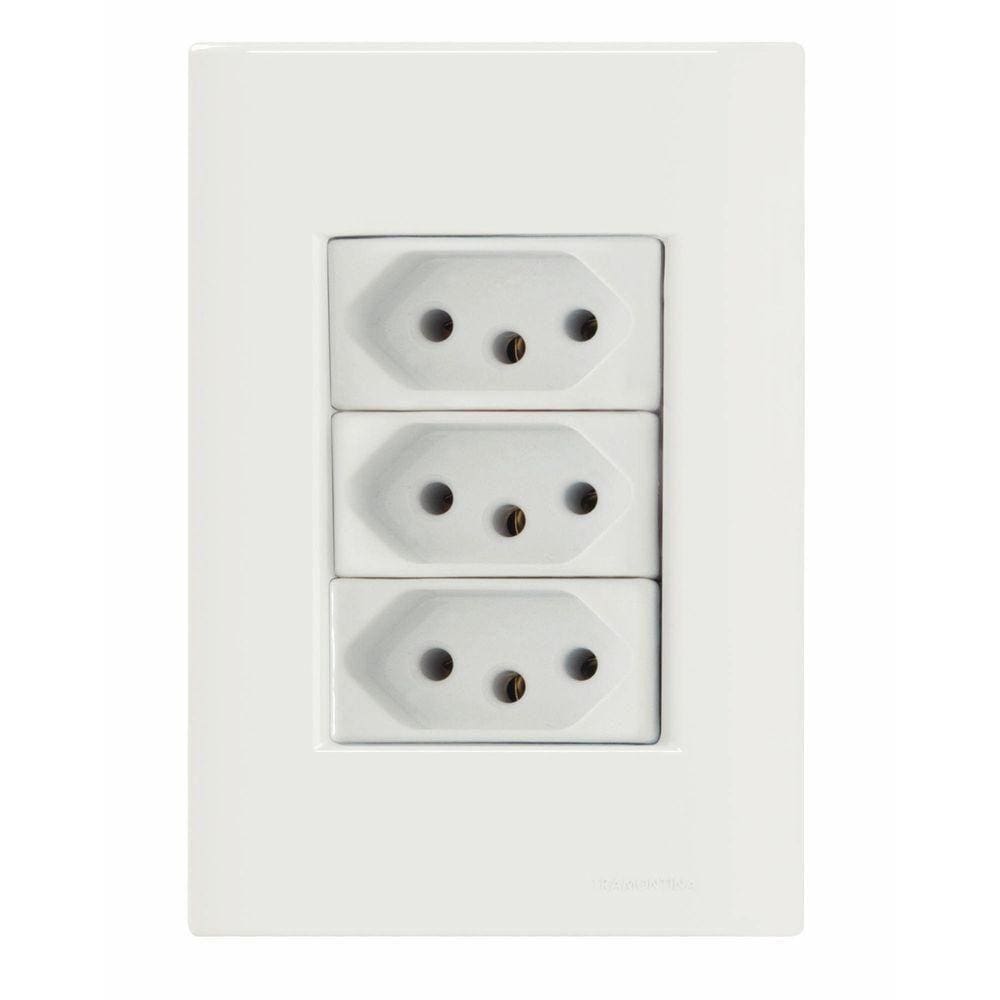 Conj 4x2 3 Tomadas 2p+t 10 A 250 V Tramontina Giz Branco