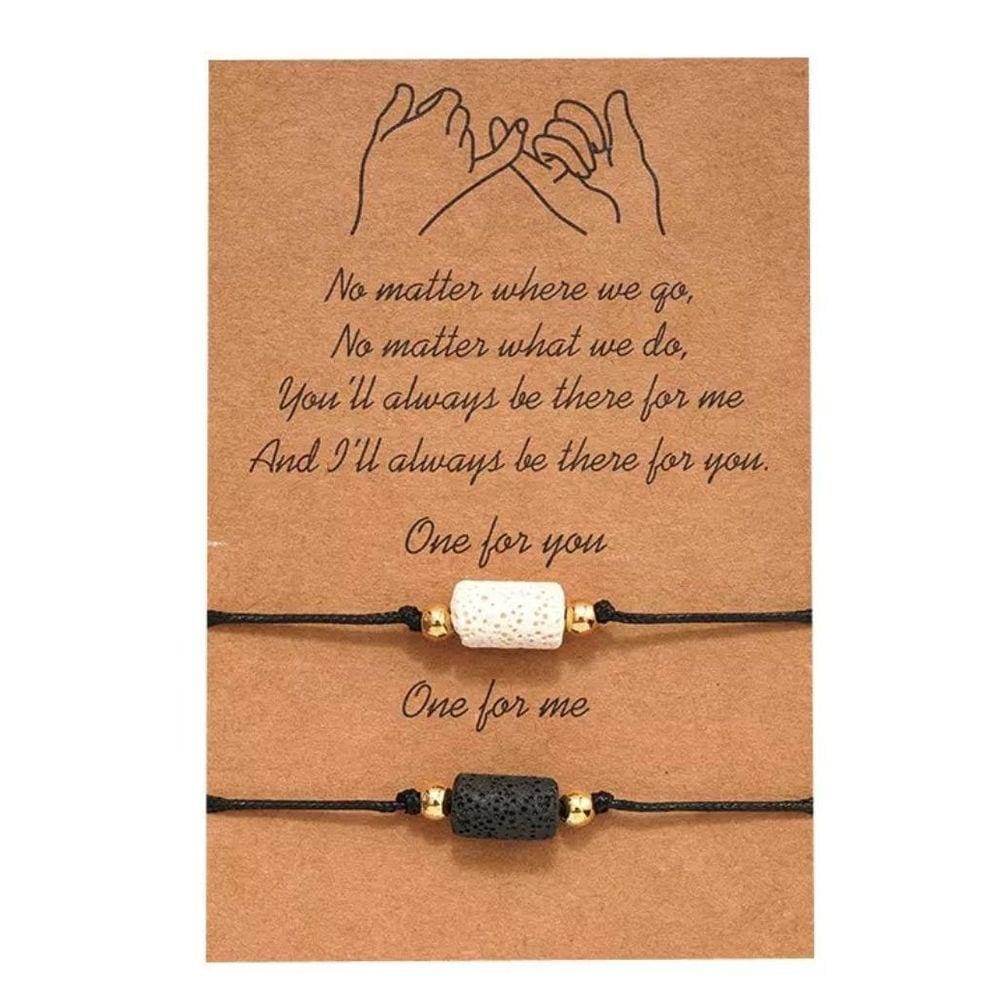 Pulseira Casal Fecho Dourado Pedras Preta Branca Q7786