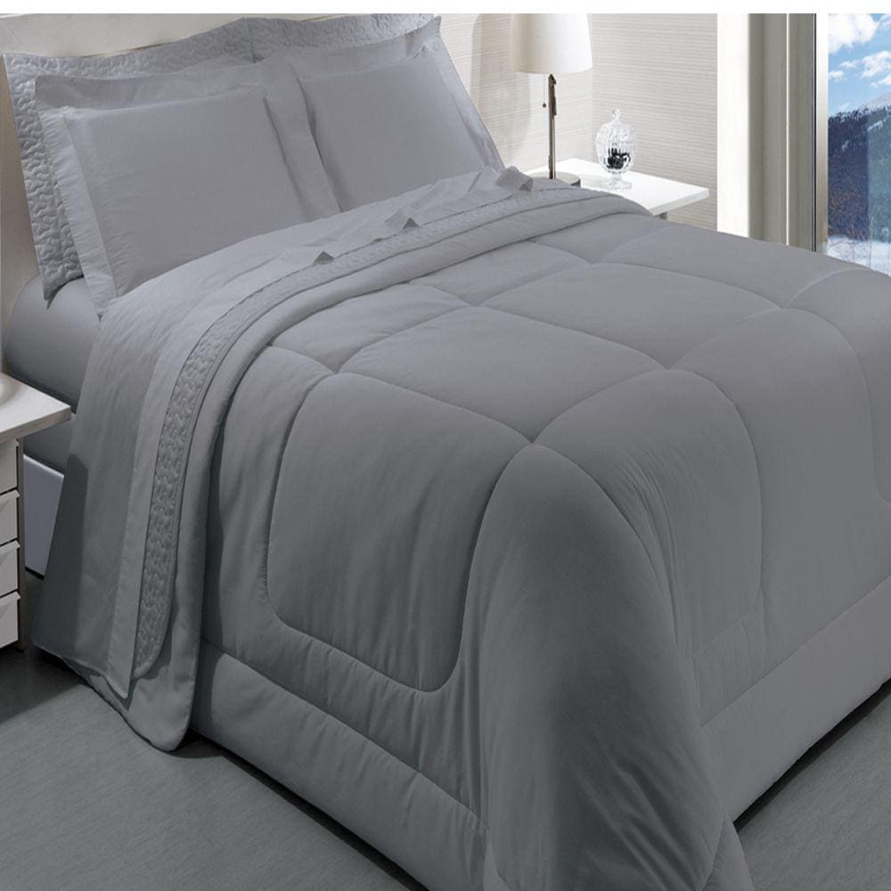 Jogo de Cama King Kacyumara Satinée Silver 4 Peças 300 Fios