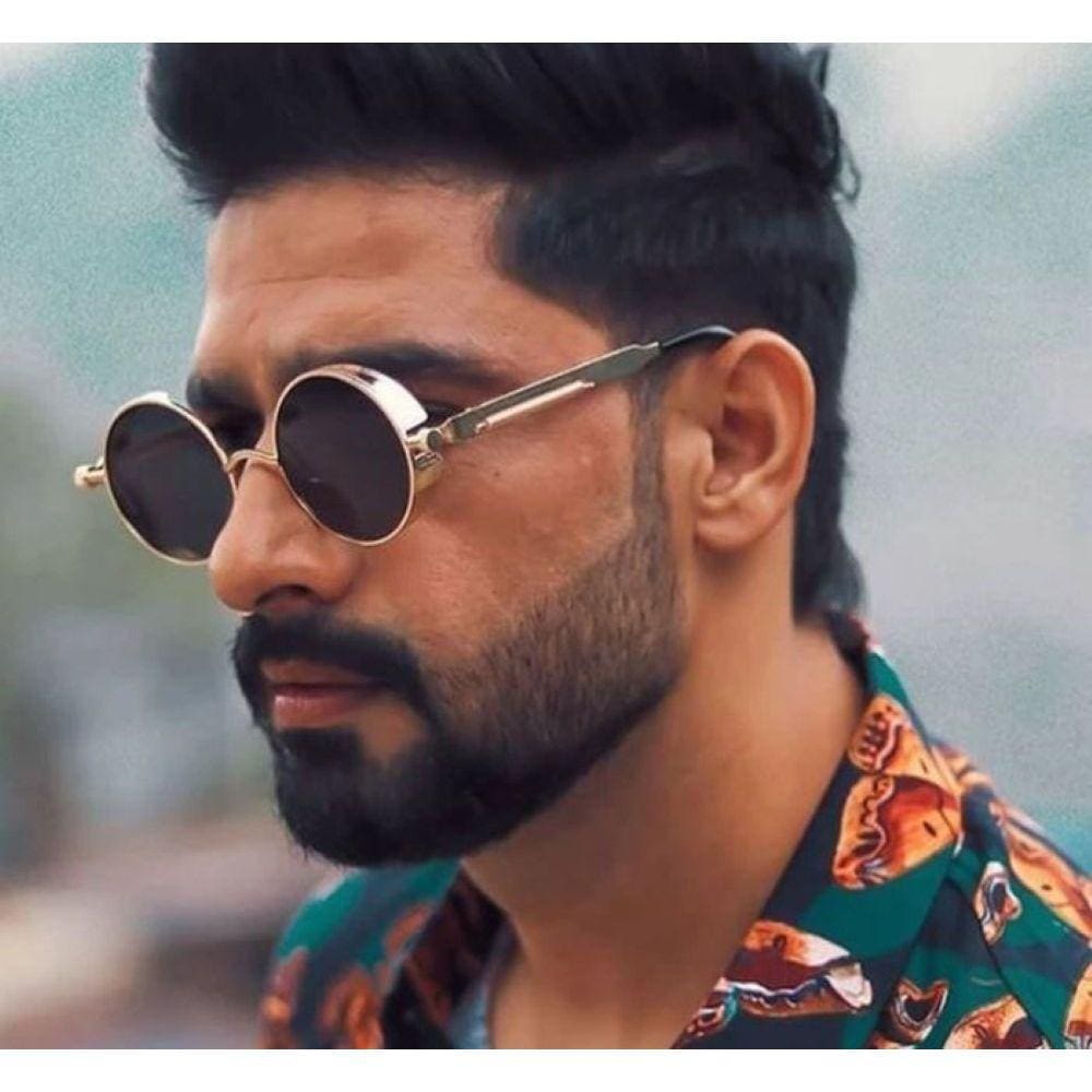 Óculos De Sol Masculino Vintage Steampunk Retrô Alok Gold