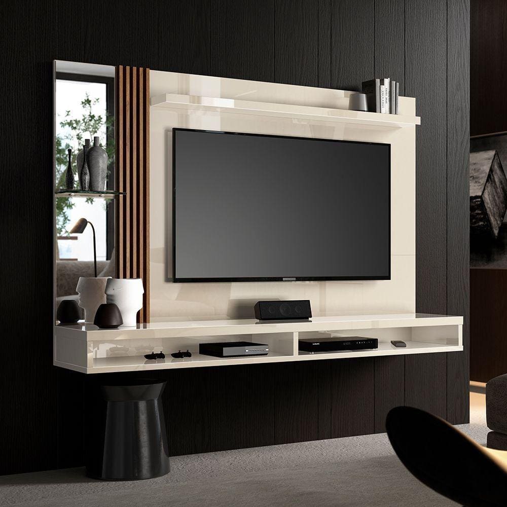 Painel Home Paris Para Tv Até 55\" Ripado Com Espelho