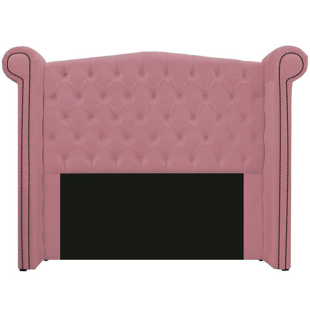 Cabeceira Estofada Veneza 160cm Suede Rosa Bebê